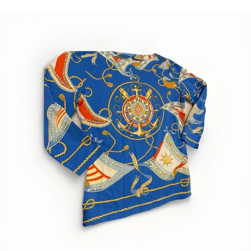 J. McLaughlin Blue and Gold shirt XS nautical - Picture 2 of 4
